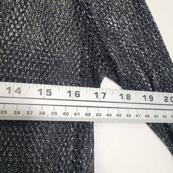 JS Collections black sparkly open knit button front long sleeve Size 6 - Picture 5 of 6